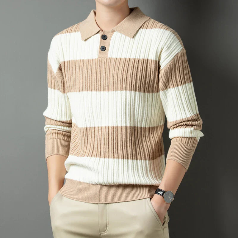 Lorenzo Don Striped Polo Pullover