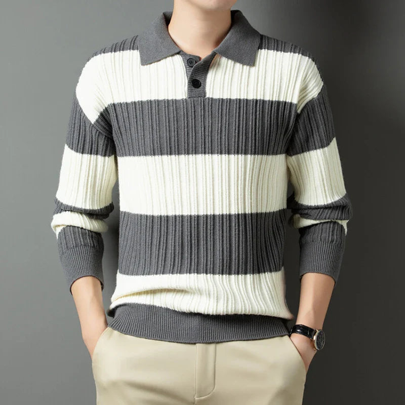 Lorenzo Don Striped Polo Pullover