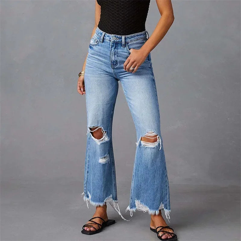 Luna Rose Distressed Flare Jeans