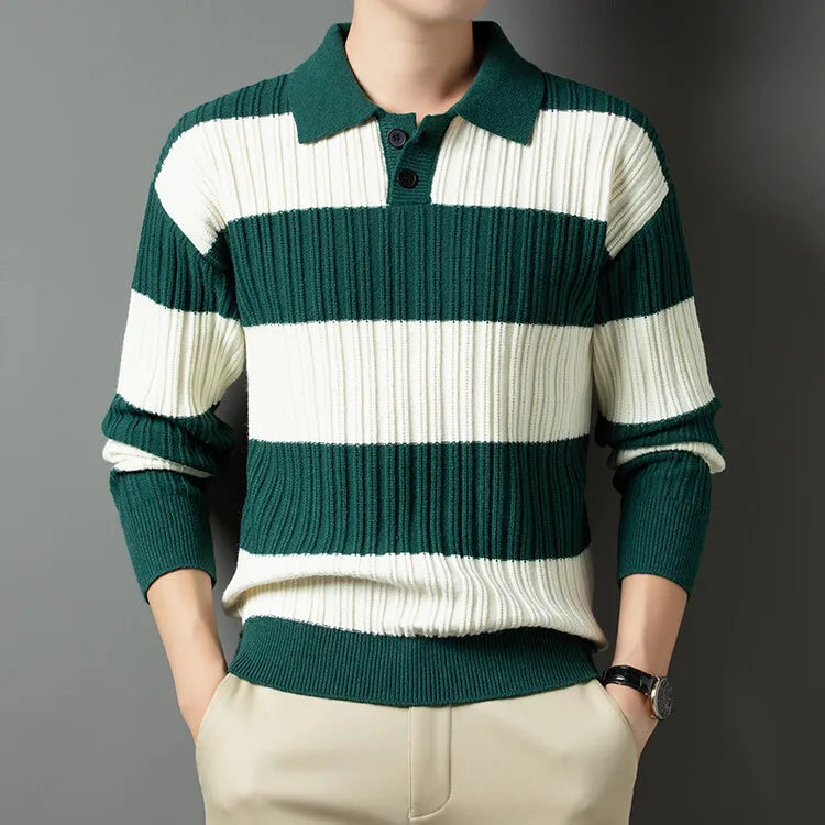 Lorenzo Don Striped Polo Pullover