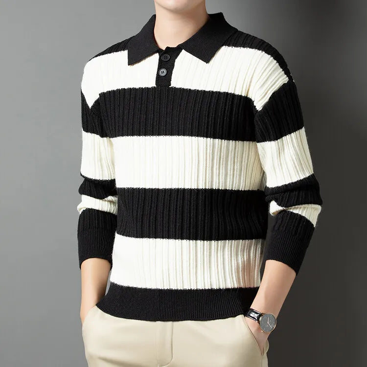 Lorenzo Don Striped Polo Pullover