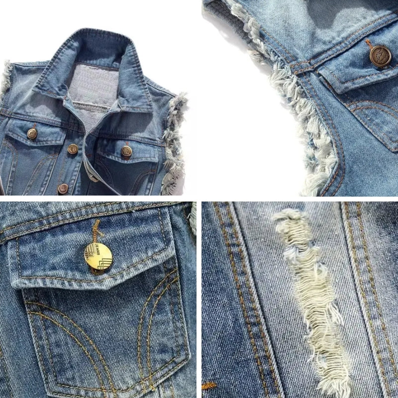 Tom Pierson Distressed Denim Vest