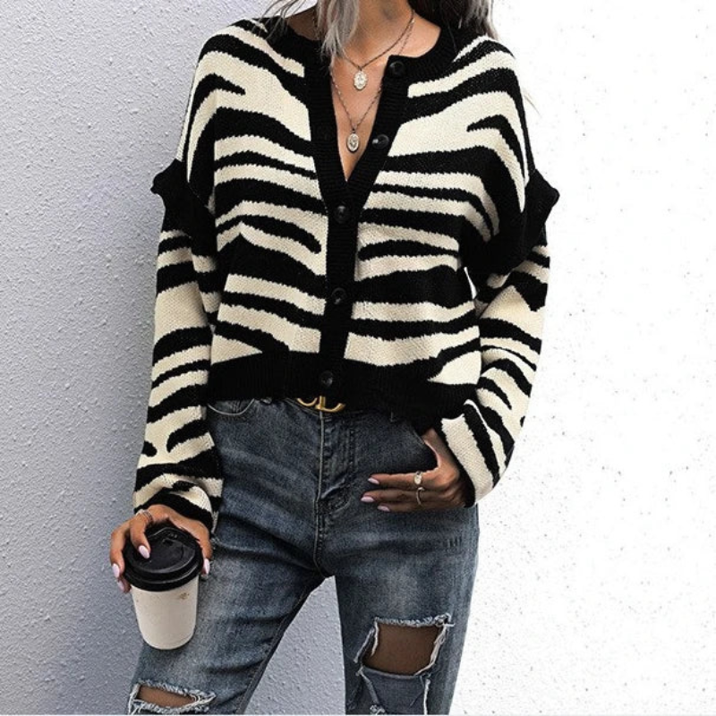 Luna Rose Zebra Knit Cardigan